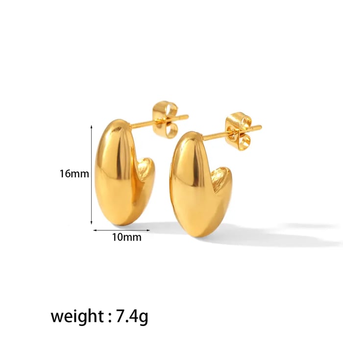 1 Pair Simple Commute Style Solid Color C Shape Stainless Steel  Gold Color Women's Stud Earrings Picture3